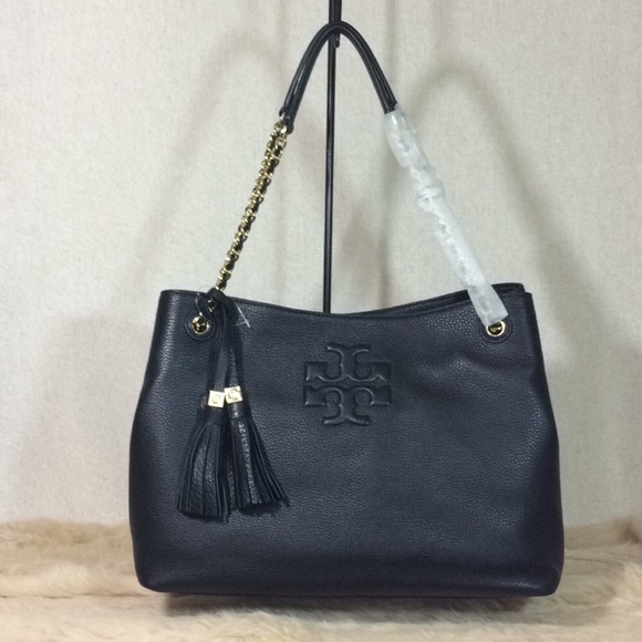 Tory Burch Black Thea Slouchy Chain Tote - Picture 6 of 11